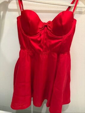 Victoria's Secret Red Satin Bustier Dress with Bow